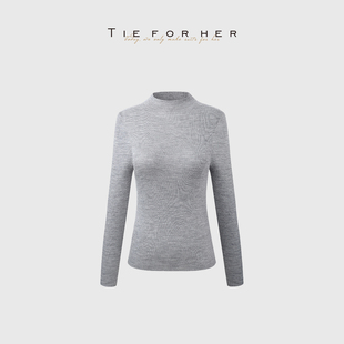 绵羊毛秋冬百搭纯色毛衣 无缝一体针织衫 TieForHer 圆领长袖