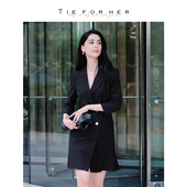 Mano童瑶明星款 黑色西装 连衣裙女 TieForHer 收腰显瘦通勤百搭款