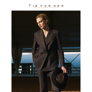 TieForHer 【大哲学家】高智感羊毛廓形显瘦西装外套直筒裤女