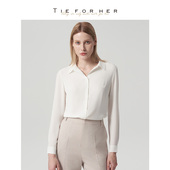 TieForHer蝉翼白方领简约高级质感长袖 衬衫