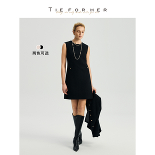 TieForHer 【午后咖啡厅】法式优雅小香风羊毛宴会晚宴年会连衣裙