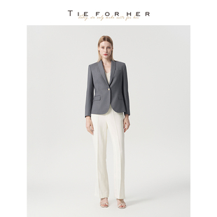 外套上衣女 慕云灰极简高智职业通勤西装 TieForHer Boston女议员