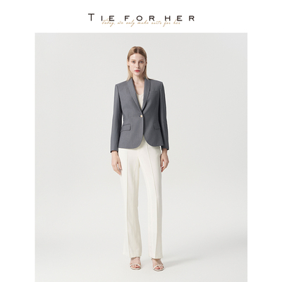 TieForHer Boston女议员 慕云灰极简高智职业通勤西装外套上衣女