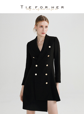 TieForHer HEC朱珠款 醋酸法式设计感通勤西装连衣裙礼服裙/外套