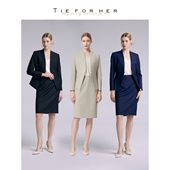TieForHer 女 显瘦通勤职业套装 Yale律政无领简约西装 羊毛高级修身