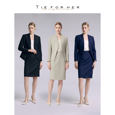 TieForHer Yale律政无领简约西装羊毛高级修身显瘦通勤职业套装女