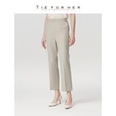 TieForHer 女 直筒裤 Leeds黄金九分裤 显高显瘦职业燕麦色通勤神裤