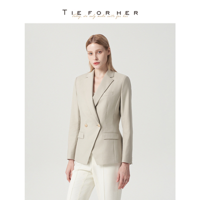 TieForHer Harvard学府西装 雾松燕麦小个子极简通勤女士西装外套