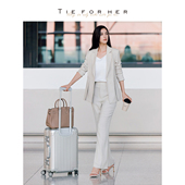 TieForHer杏仁奶昔平驳领设计感单排一粒扣职场通勤西装 外套女