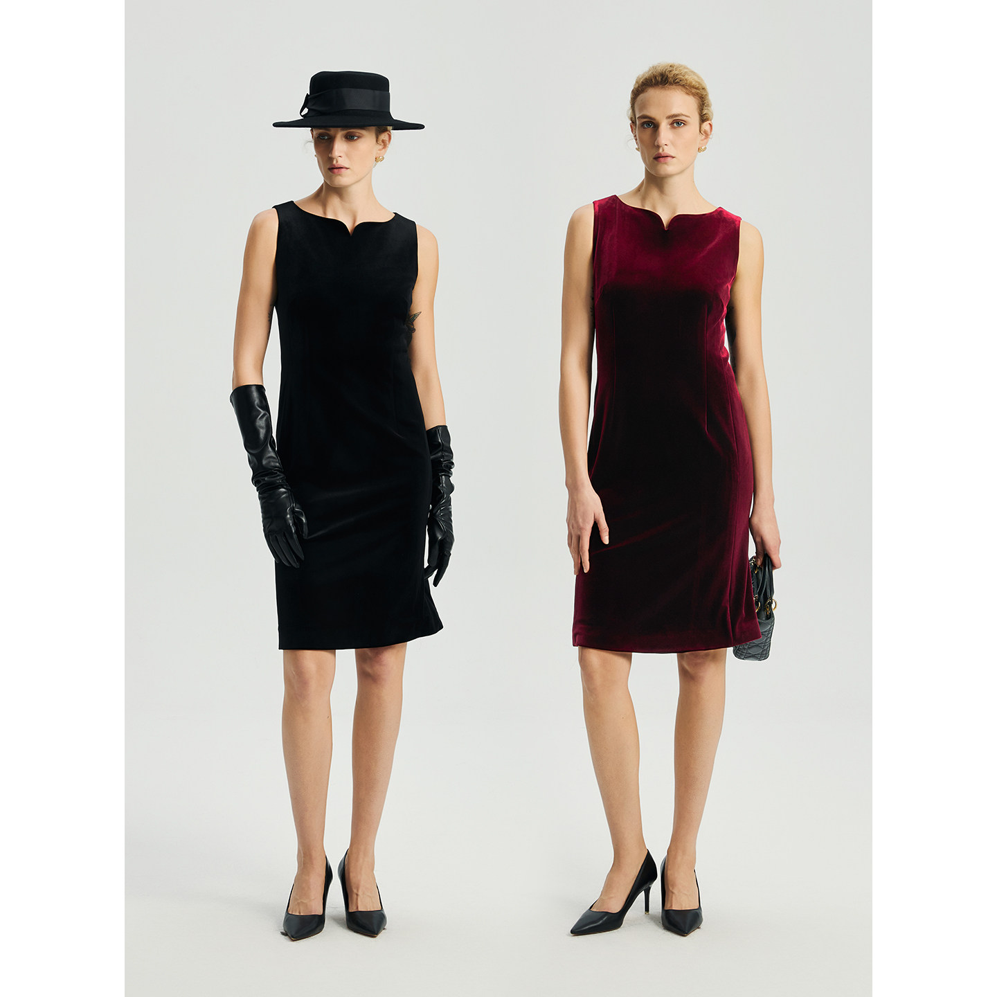 TieForHer 丝绒花瓣领鱼尾连衣裙年会晚宴裙红色黑色丝绒裙女秋冬,女装/女士精品,连衣裙,淘宝优惠券,粉丝福利购,淘宝优惠卷