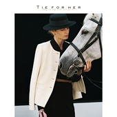 法式 TieForHer 午后咖啡厅 优雅小香风羊毛短外套上衣半身裙女