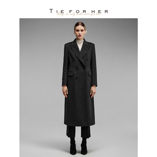 双排H型羊毛羊绒高智老钱长款 秋冬新款 大衣女 WGC系列 TieForHer