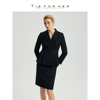TieForHer Eton腰带短款西装外套女 修身显瘦 轻复古通勤百搭款