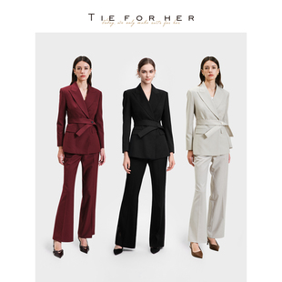 Oxford精英束腰显瘦羊毛西装 TieForHer 秋冬外套女士 高圆圆款