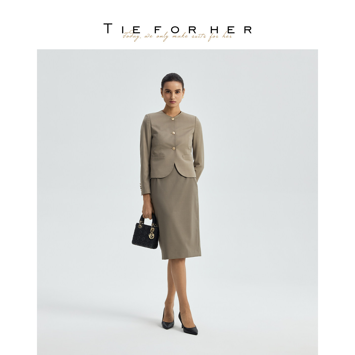 TieForHer 奢华287色号明星款简约通勤职场卡其绿羊毛西装女 新款
