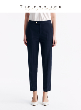 TieForHer羊毛显瘦直筒职场通勤女士九分西装裤｜创始ELENA系列