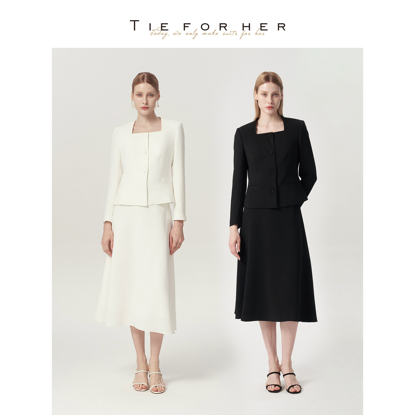 TieForHer小方领千金风单排扣优雅高级薄款通勤短外套女半裙套装,女装/女士精品,西装,淘宝优惠券,粉丝福利购,淘宝优惠卷