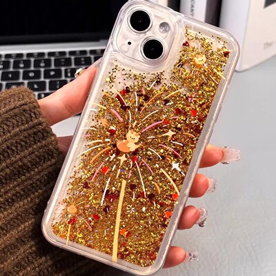 金耀烟火适用于苹果17pro手机壳12可爱16流沙15金箔14plus11新年