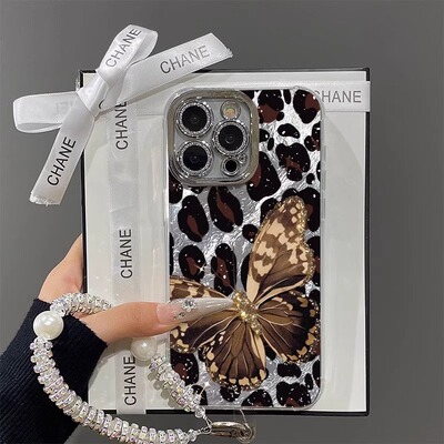 豹纹金蝶适用于OPPORENO13手机壳FINDX8S精孔羽毛银A96发财RENO12