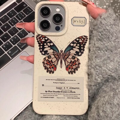 标本蝴蝶适用苹果16pro手机壳12小麦壳11外贸7xr8闺蜜14plus15