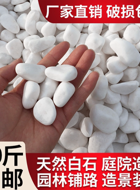 天然白石子碎石头庭院鹅卵石铺地阳台装饰花园造景观砾石白色石子