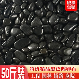黑色鹅卵石天然黑石子庭院铺路铺地黑石头造景装饰园艺大小鹅软石
