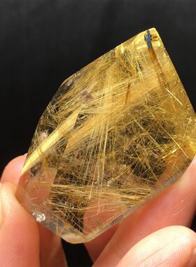 天然水晶金发晶金钛晶随形摆件精品原石打磨多面体随形摆件