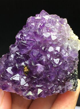 天然紫水晶簇洞片标本摆件深紫色紫晶块矿物标本家居桌面摆件