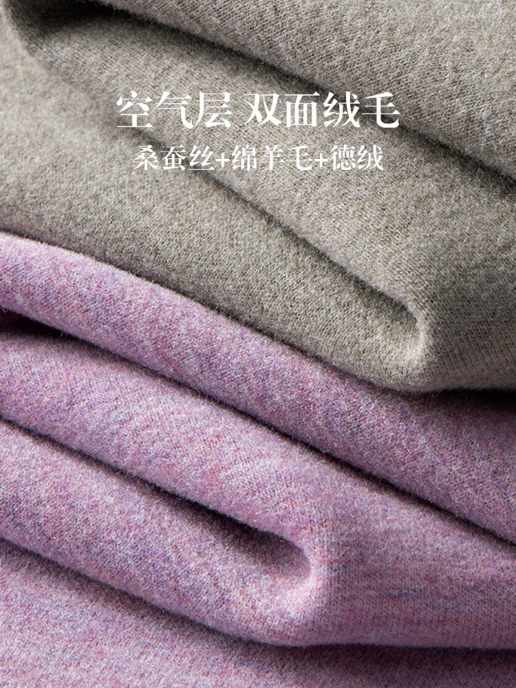 CARREKENBT 뽕나무 실크 울 여성 열 속옷 세트 두꺼운 독일 벨벳 겨울 난방 여성을위한 열 의류