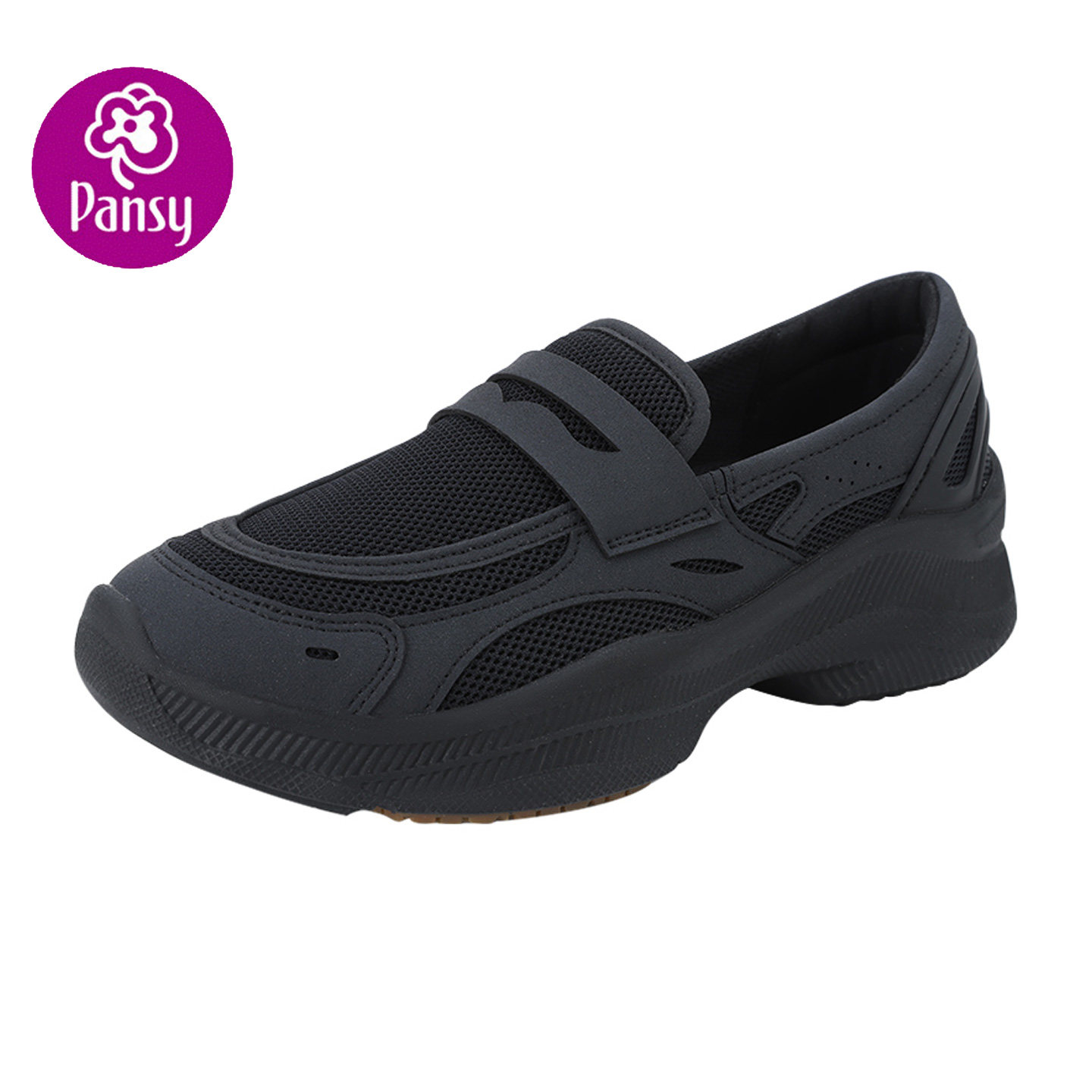 Pansy盼喜网面透气老爹鞋女厚底一脚蹬休闲运动鞋舒适健步妈妈鞋