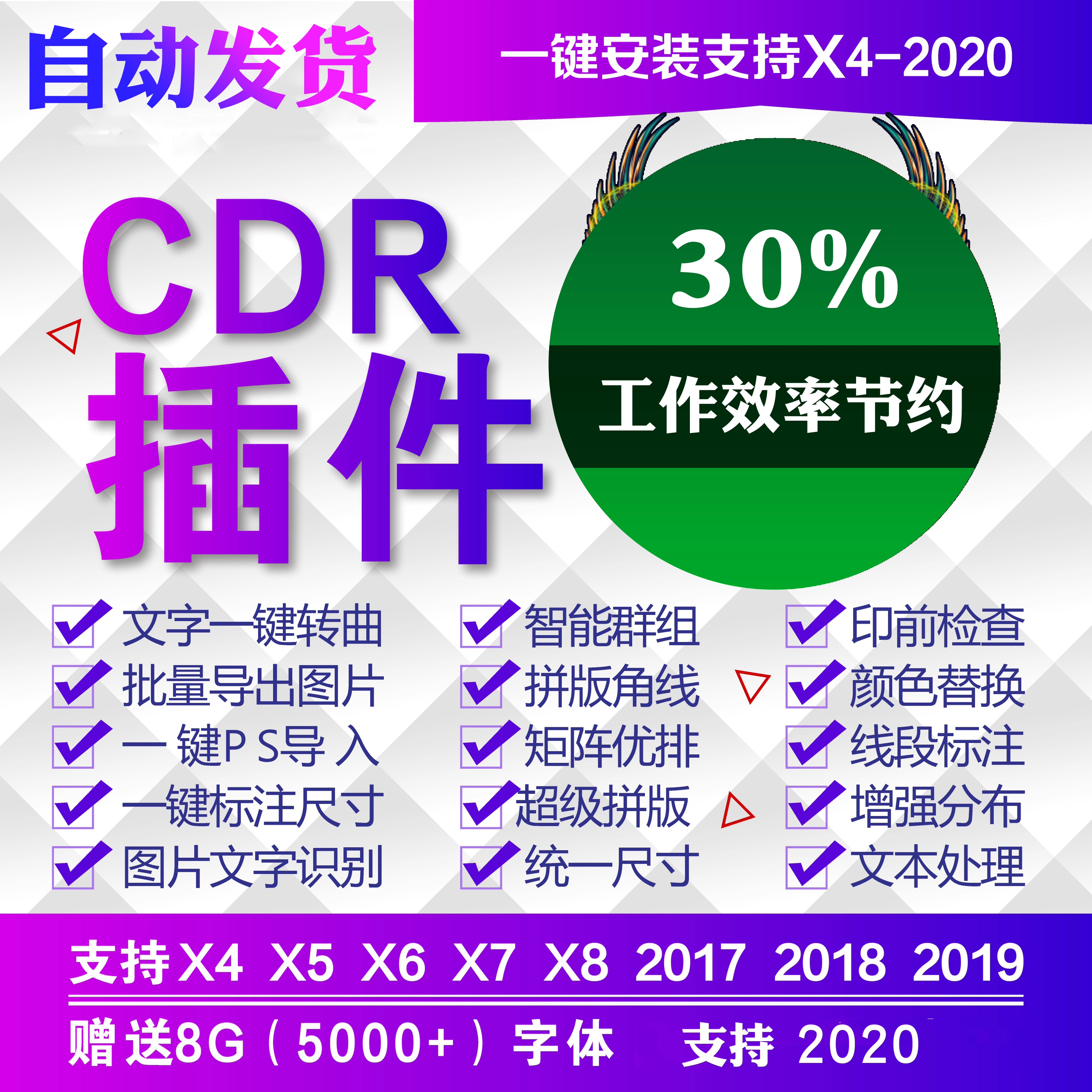 CDR插件支持X4-2023版本批量复制转曲批量导图自动巡边省料排版