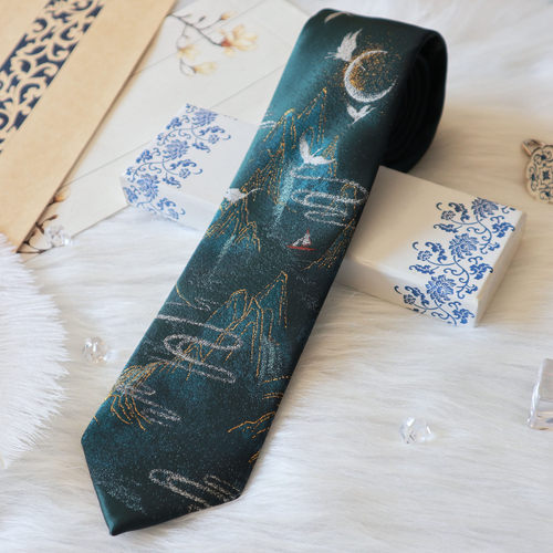 月色星象碧空尽提花金线织金领带