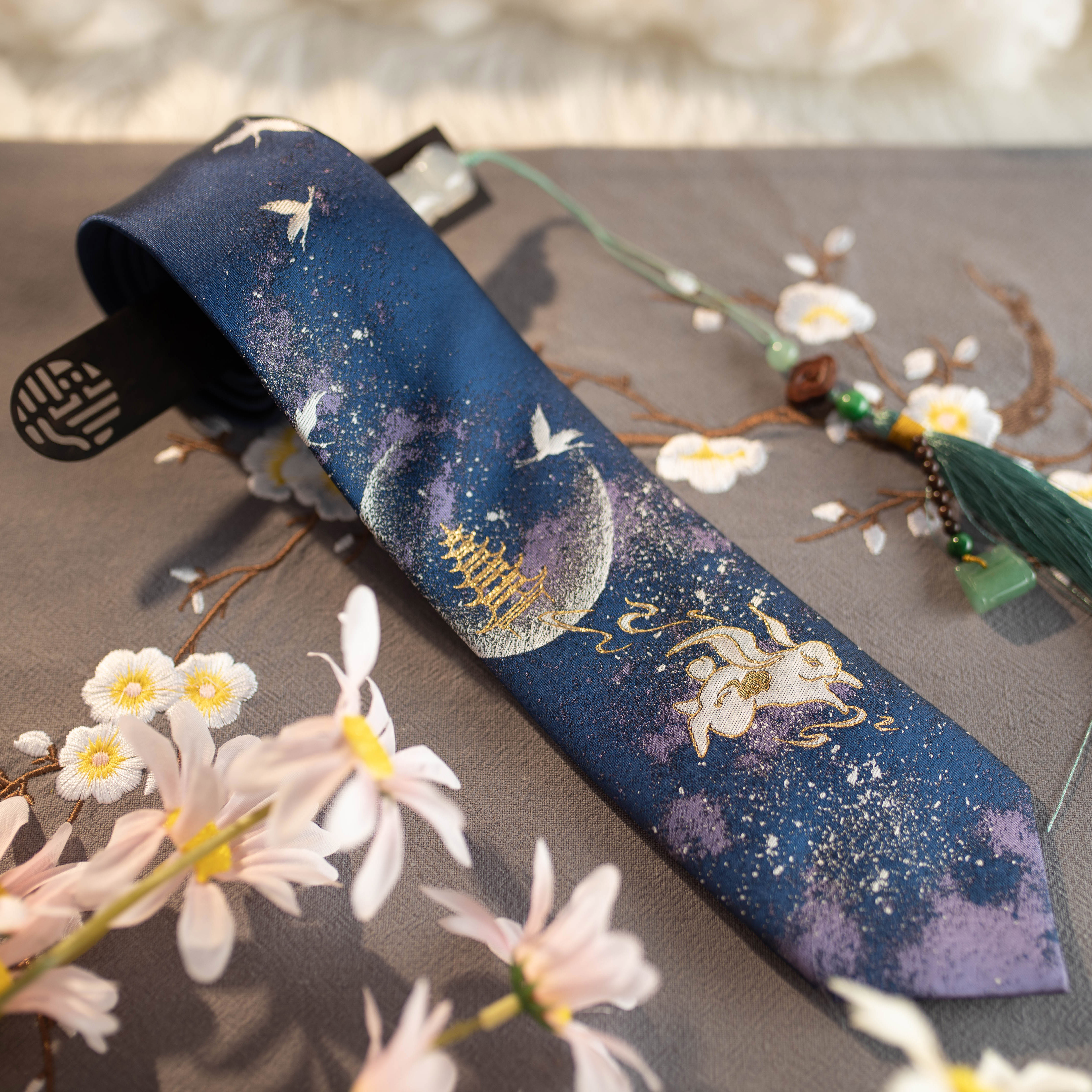 金线唯美古风领带月宫仙月色星象