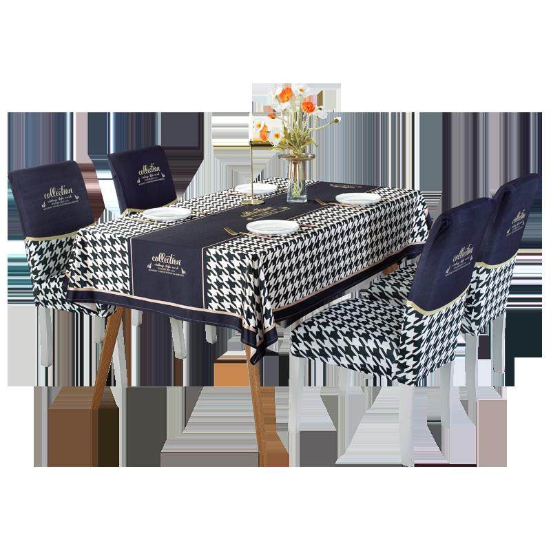黑白千鸟格桌布椅套套装防水防油轻奢餐桌布茶几桌垫网红北欧ins,居家布艺,桌布,淘宝优惠券,粉丝福利购,淘宝优惠卷