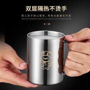 幼儿园儿童上学专用喝水家用防摔水杯食品级304不锈钢带盖小杯子