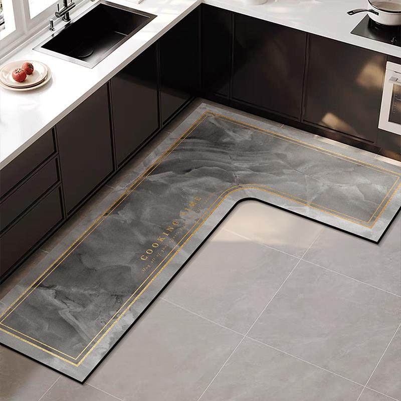 大理石L型厨房地垫防滑吸水脚垫子硅藻泥软垫易打理耐磨耐脏地毯,居家布艺,厨房地垫,淘宝优惠券,粉丝福利购,淘宝优惠卷