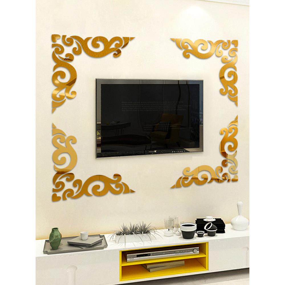 墙角花镜丙烯3D立体墙装饰客厅天花板电视背景墙中国风对角蕾丝框