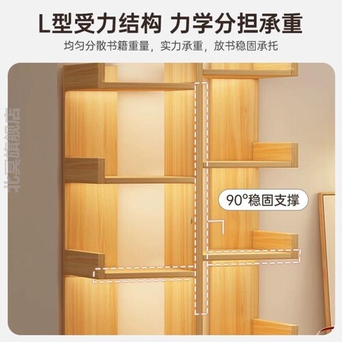 简易树形小书架落地置物架卧室柜子客厅收纳架家用多层创意窄书柜