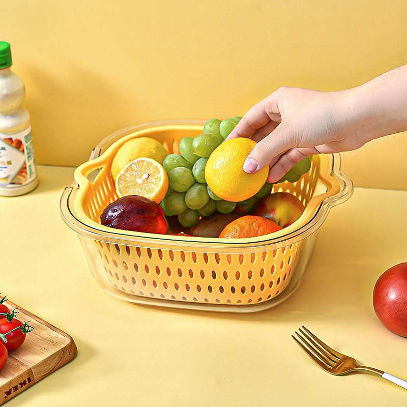 双层洗菜盆沥水篮六件套厨房淘菜洗菜筐滤水篮子盆家用镂空水果盘,餐饮具,果盆/果盘/果篮,淘宝优惠券,粉丝福利购,淘宝优惠卷