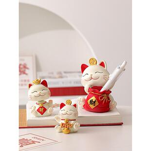 可爱的幸运猫装饰品家庭客厅储蓄罐装饰办公室桌面笔筒小家具开幕
