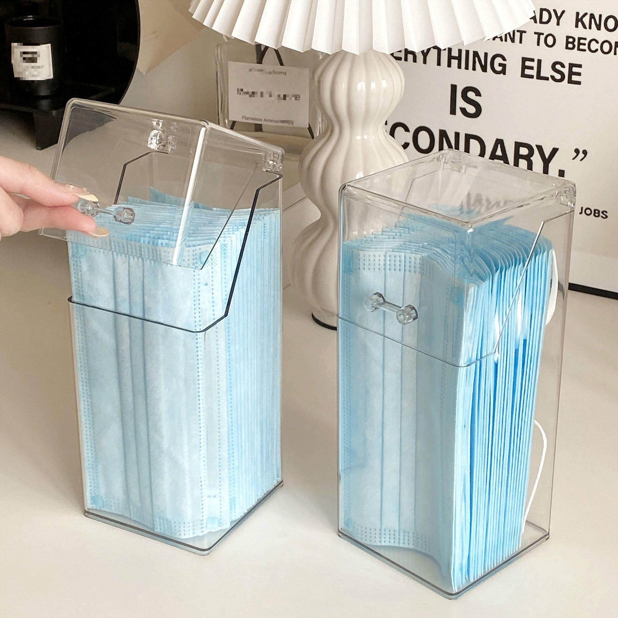 口罩收纳盒防尘家用桌面透明口鼻罩置物架入户门玄关大容量存放盒,收纳整理,口罩收纳盒/袋/夹,淘宝优惠券,粉丝福利购,淘宝优惠卷