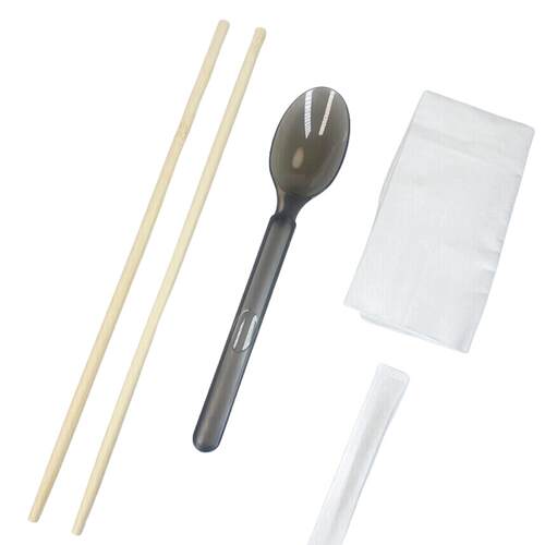便当筷子勺子套装一次性筷子套装四件套外卖餐具包餐纸巾勺子牙签