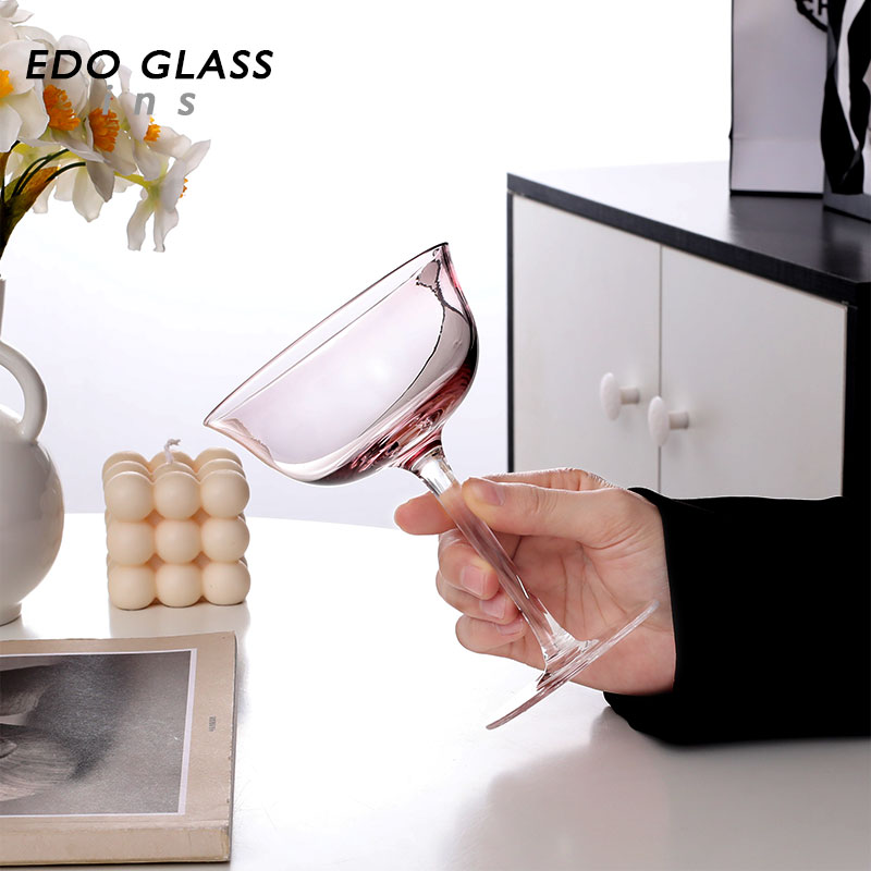 原矿粉色鸡尾酒杯木村超薄高脚杯