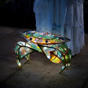 观山海螃蟹花灯古风灯笼成品传统竹编手工diy材料非遗装饰led发光