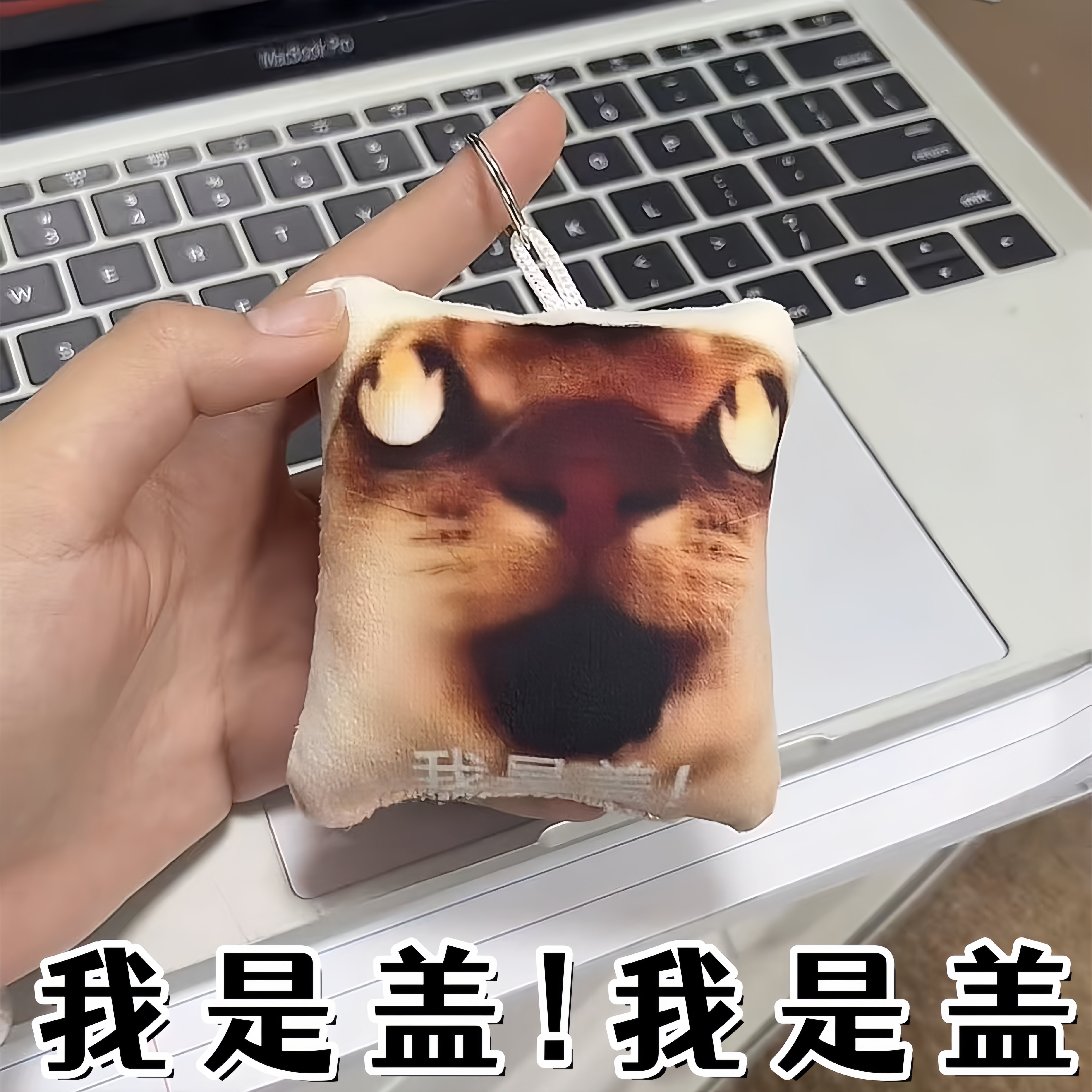 【新品】我是盖抽象语音发声包包挂件钥匙扣送朋友书包挂饰
