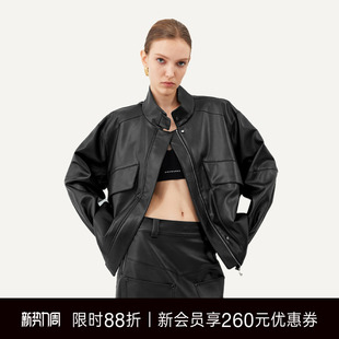 Unawares.立领大口袋PU皮夹克女宽松廓形设计感小众酷飒皮衣外套