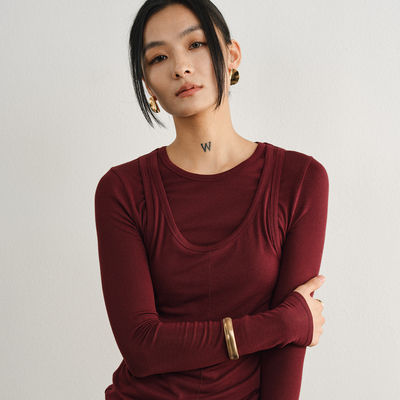 Unawares.天丝羊毛假两件上衣