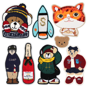 大号动物图案毛巾绣布贴羽绒服毛衣破洞diy缝补装饰外套衣服补丁