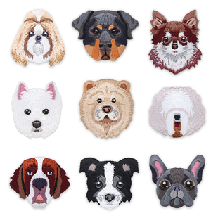 世界名犬刺绣布贴贵宾犬拉布拉多泰迪小狗狗头像装饰贴可爱萌宠标
