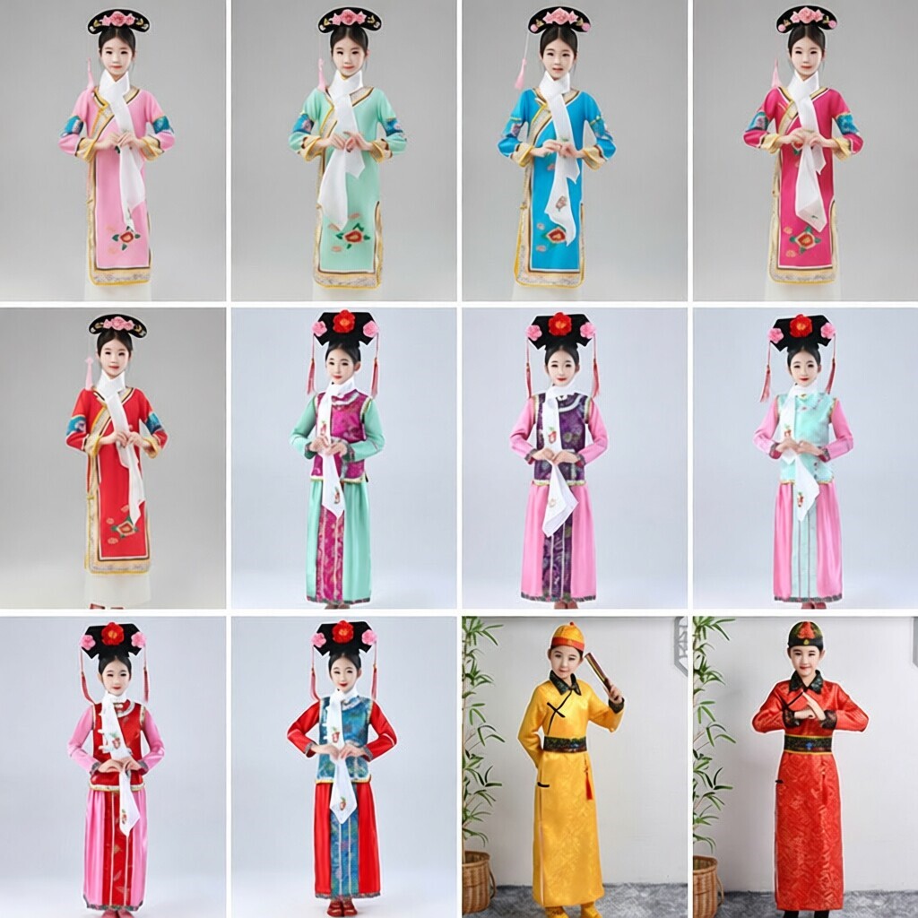 儿童古装格格服套装演出服女童服装舞蹈古典舞阿哥中国风表演服